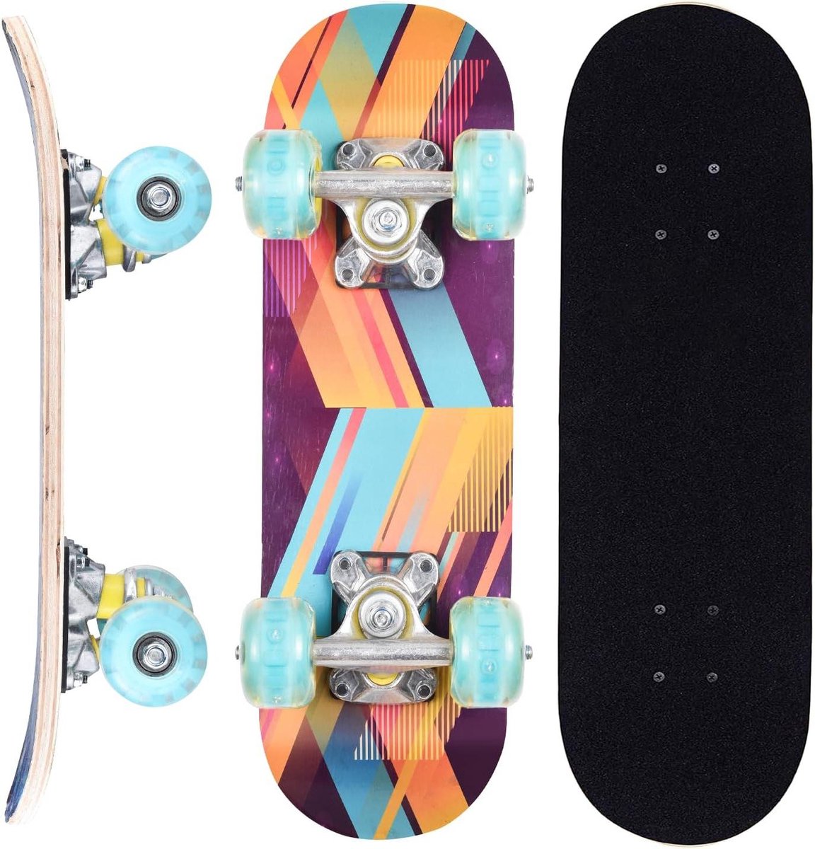 compleet skateboard beginners board outdoor cruisen dubbele kick concave 17 inch diverse designs
