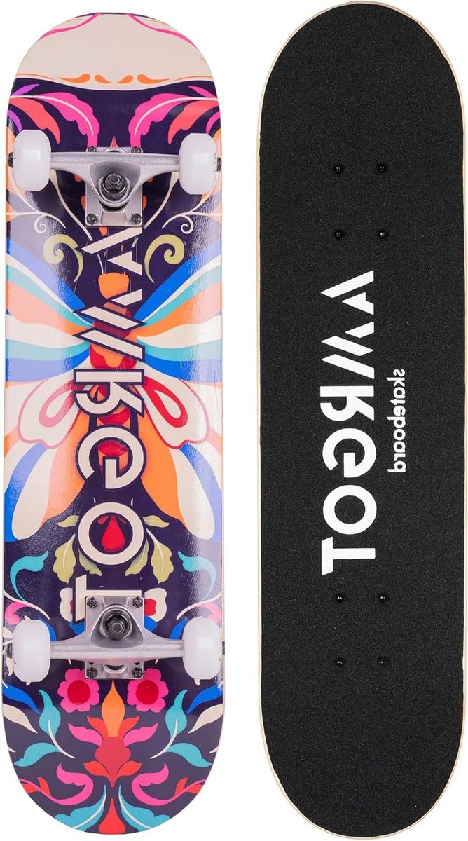 compleet skateboard beginnersboard tricks leren 7 lagen esdoorn 80 x 20 cm zwart