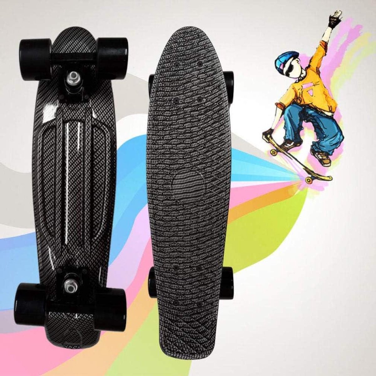compleet skateboard cruiser board outdoor sport slagvast deck 22 inch blauw