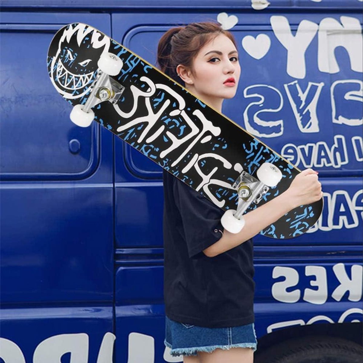 compleet skateboard longboard outdoor buiten spelen 7 laags esdoornhout 80 cm alfabet