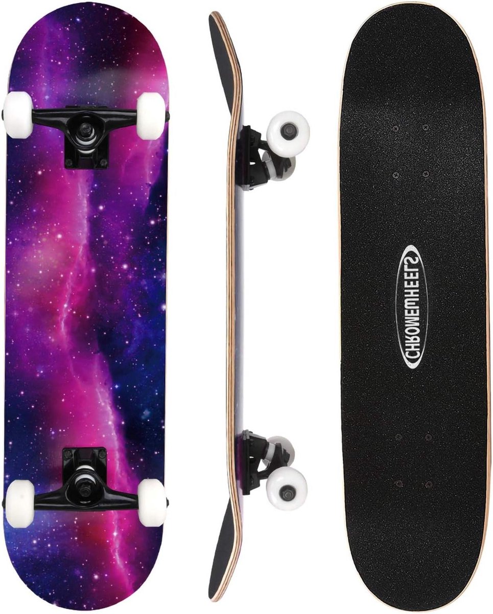compleet skateboard outdoor board beginners leren dubbele kick concave 80 cm sterrenhemel