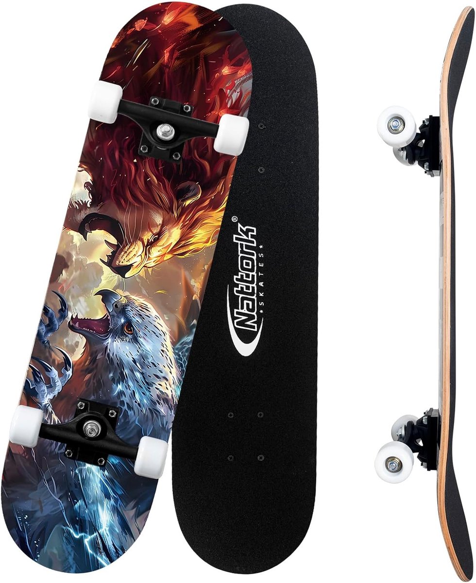 Compleet Skateboard - Trick Board - Beginner Skaten - 9 Lagen Esdoorn - 31 Inch - Leeuw Hawk Skateonderdeel kopen online