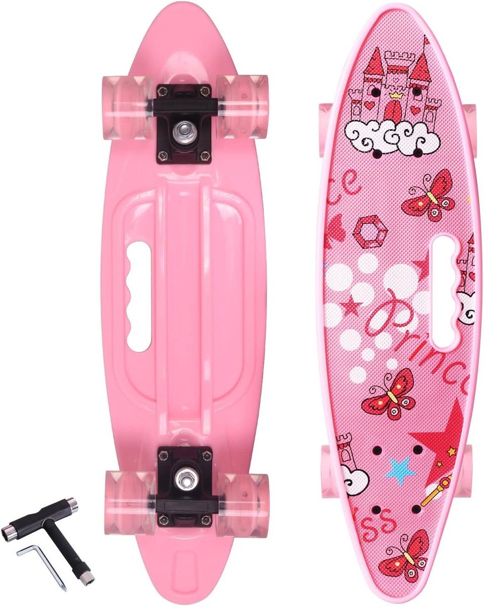 compleet skateboard trick board beginners leren 9 laags esdoorn dek 60mm wielen roze kasteel