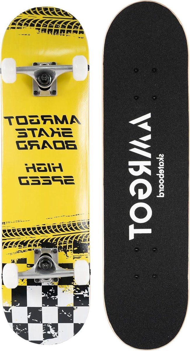 compleet skateboard trickboard beginner tricks leren 7 lagen esdoorn dek 31 x 8 inch geel