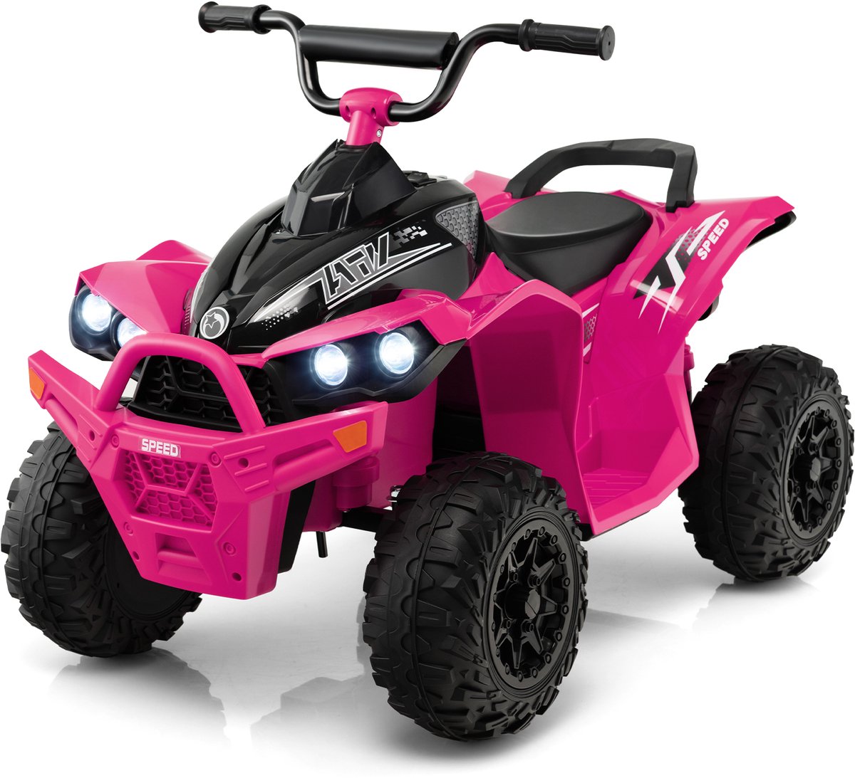 COSTWAY 12V elektrische kinderquadbike, elektrische quad met 2,2/4,3 KM/H snelheid, kindermotor met claxon, muziek & LED-verlichting, elektrische quad voor kinderen van 3 tot 8 jaar Speelgoedaccuvoertuig kopen online