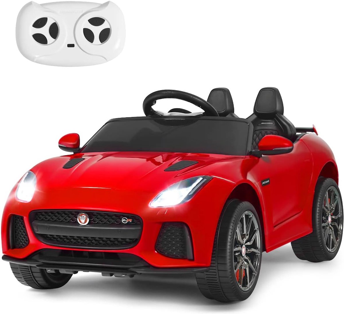costway 12v jaguar f type svr kinderauto op batterij aangedreven auto met afstandsbediening schokabsorberende wielen