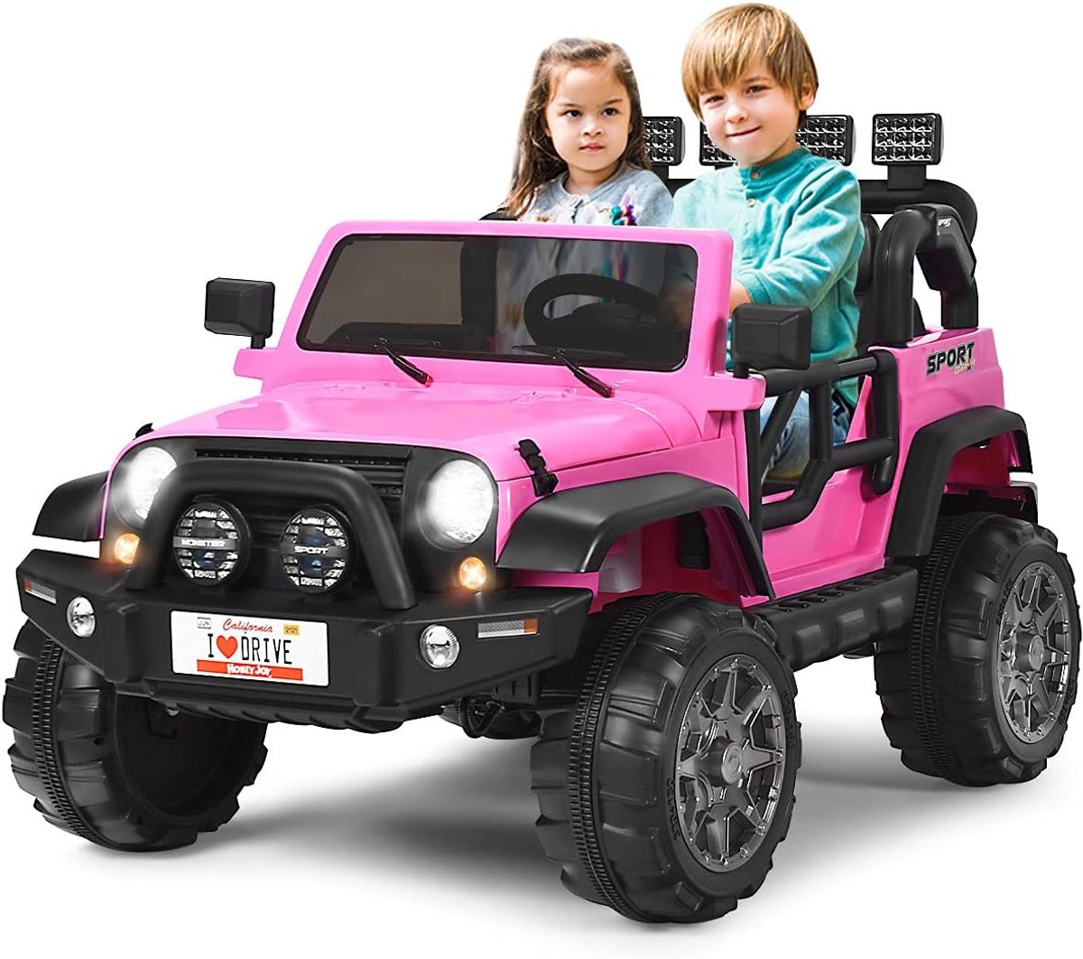 costway elektrische kinderauto 2 zits met 2 4 g afstandsbediening 3 versnellingen 12 v kinderauto met mp3 muziek claxon en koplamp 2 5 4 km u voor kinderen vanaf 3 jaar roze