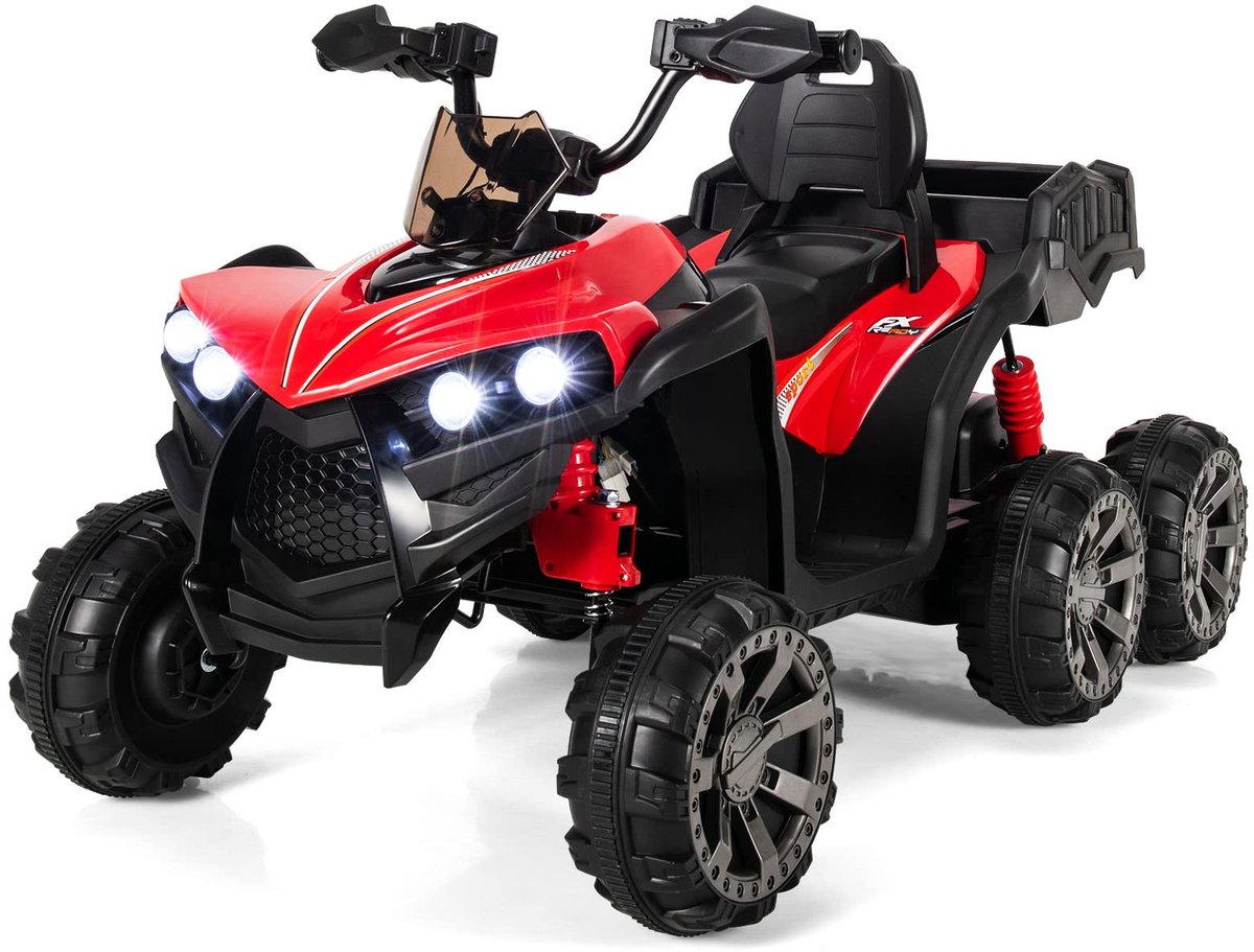 costway elektrische kinderquad met opbergruimte 12 v mini elektrische quad met ledverlichting 6 wielen kinderquad 3 6 km u elektrische auto voor kinderen vanaf 3 jaar