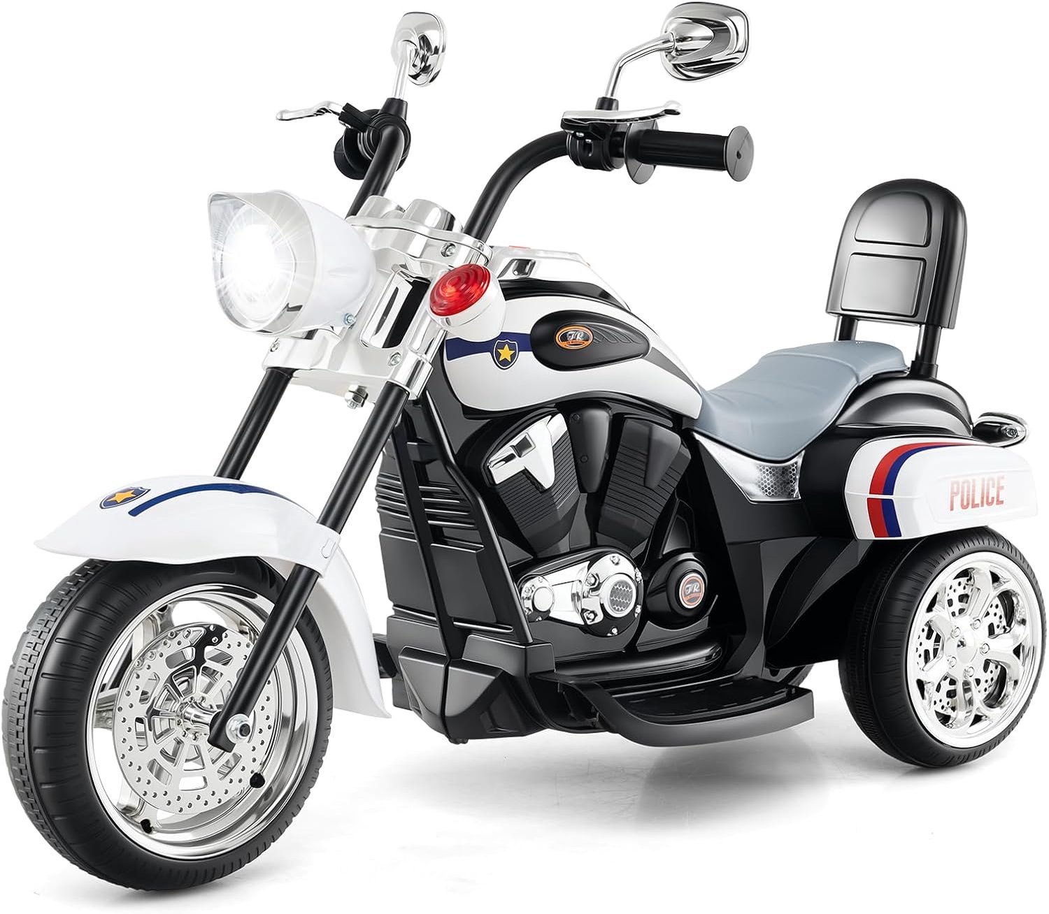 costway elektrische motorfiets voor kinderen 6 v politie met claxon
