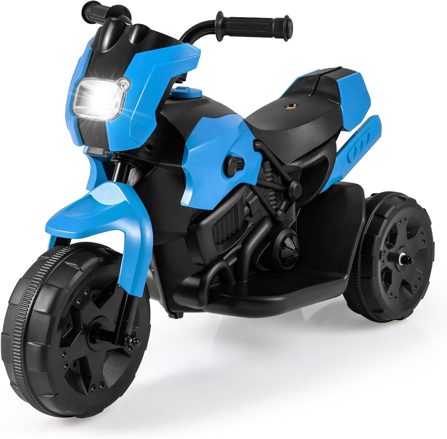 costway kinder elektrisch motorfiets 6v elektrisch kindermotorfiets met led koplamp voetpedaal 2 3 km u driewielige elektromotorfiets voor jongens meisjes vanaf 3 jaar blauw