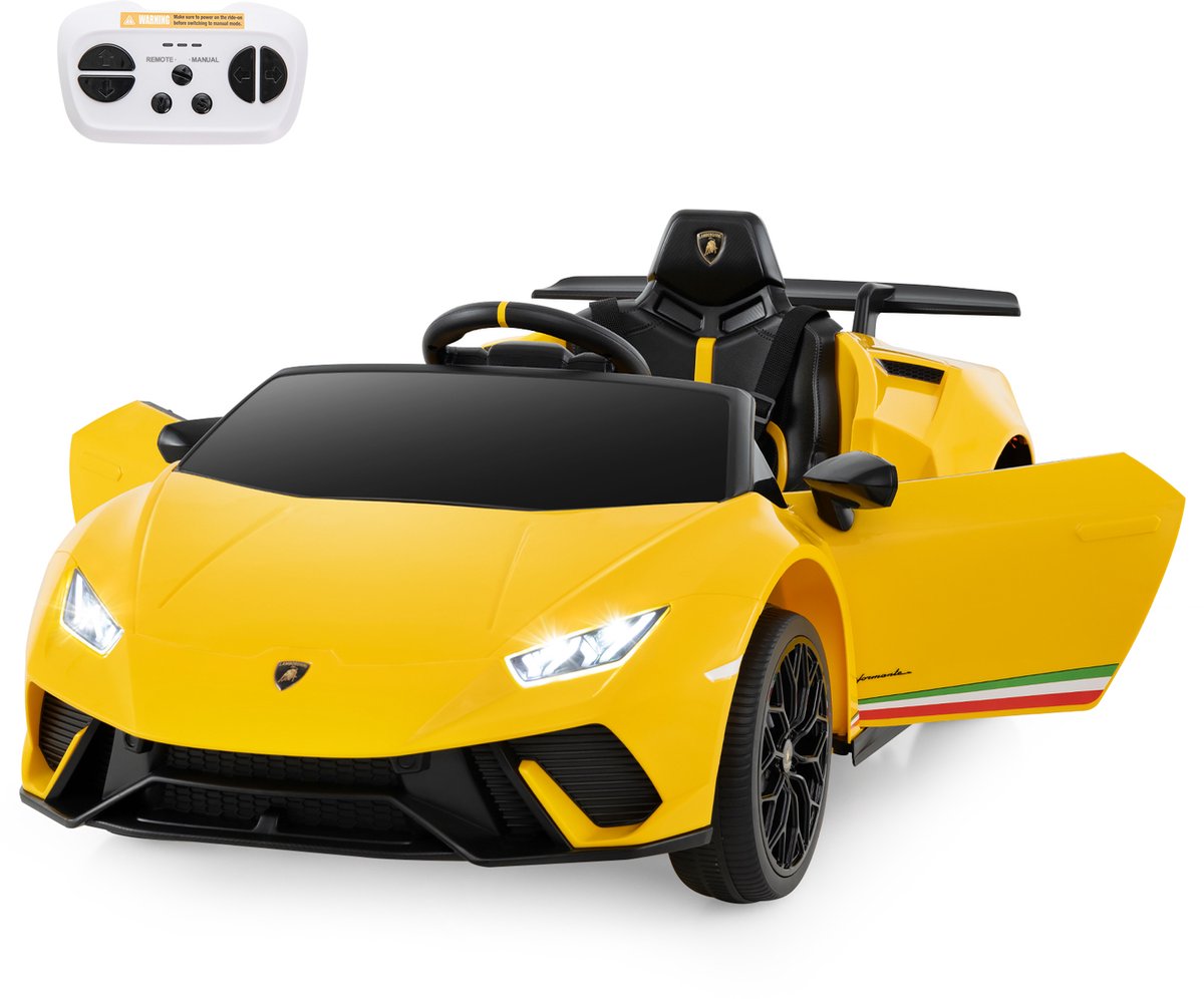 COSTWAY Lamborghini Elektrische kinderauto, 12 V, elektrische kinderauto met afstandsbediening, ledlampen en claxon, muziek en USB, 3 versnellingen, 3-5 km/u, elektrische auto voor kinderen Speelgoedaccuvoertuig kopen online
