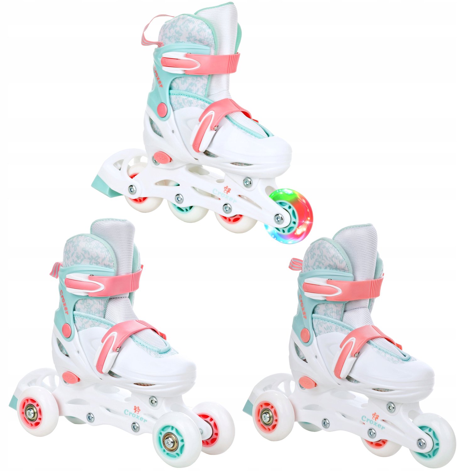 Croxer Inez 3-in-1 verstelbare rolschaatsen maat 34-37 LED Rolschaatsen kopen online