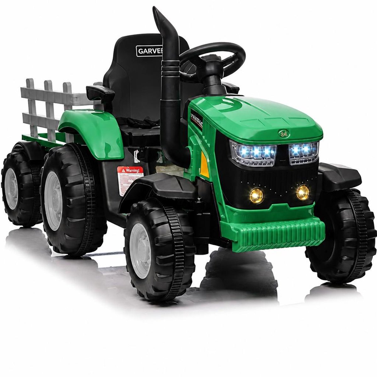 danky elektrische kinderauto tractor 12v groen aanhanger 6 banden 2 motoren bluetooth led