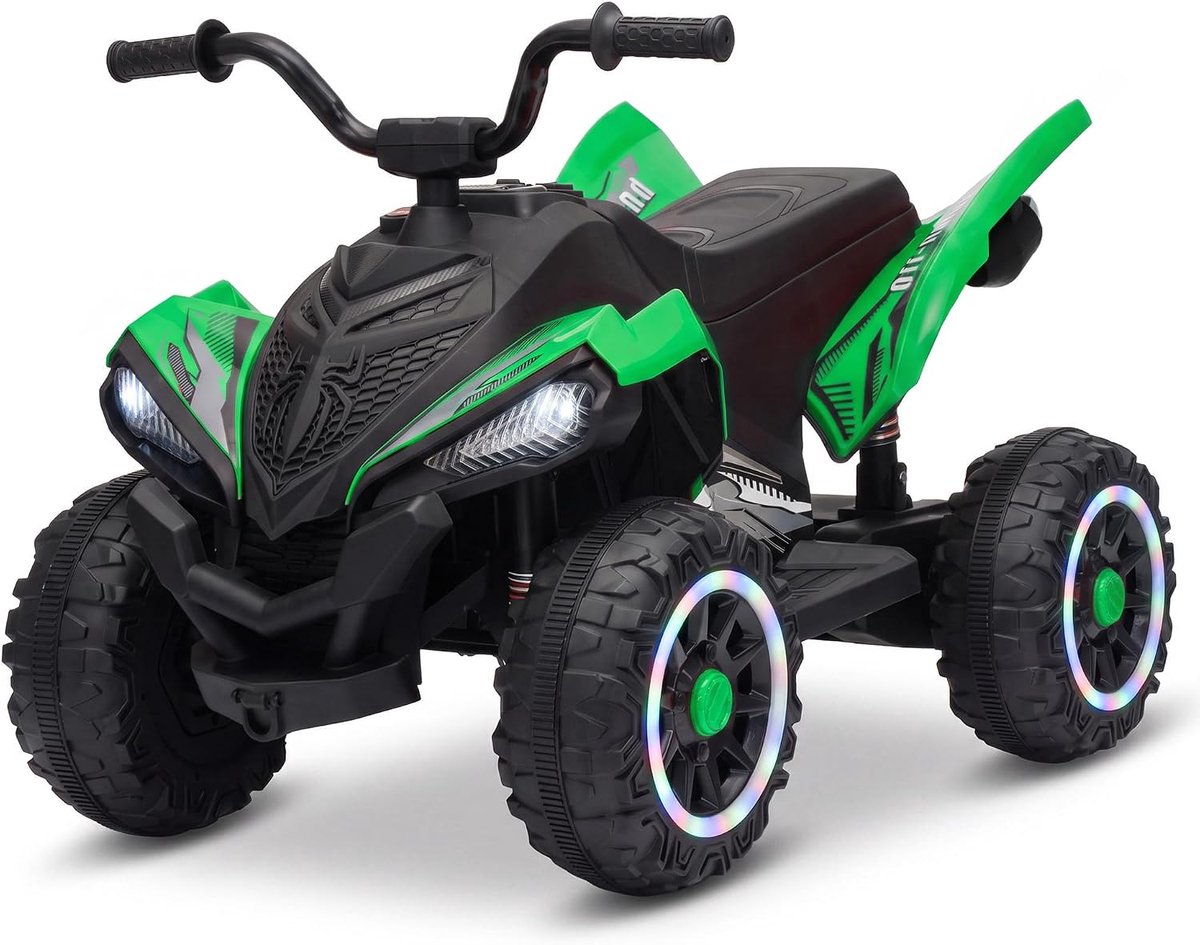 danky kinder quad elektrisch groen 12v atv voor kinderen met lichtwielen usb en geluid vanaf 3 jaar