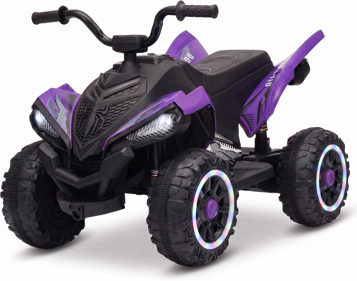 danky kinder quad elektrisch paars 12v atv voor kinderen met lichtwielen usb en geluid vanaf 3 jaar