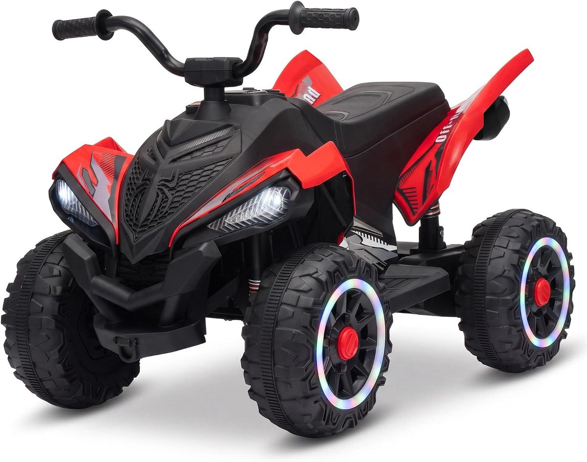 danky kinder quad elektrisch rood 12v atv voor kinderen met lichtwielen usb en geluid vanaf 3 jaar