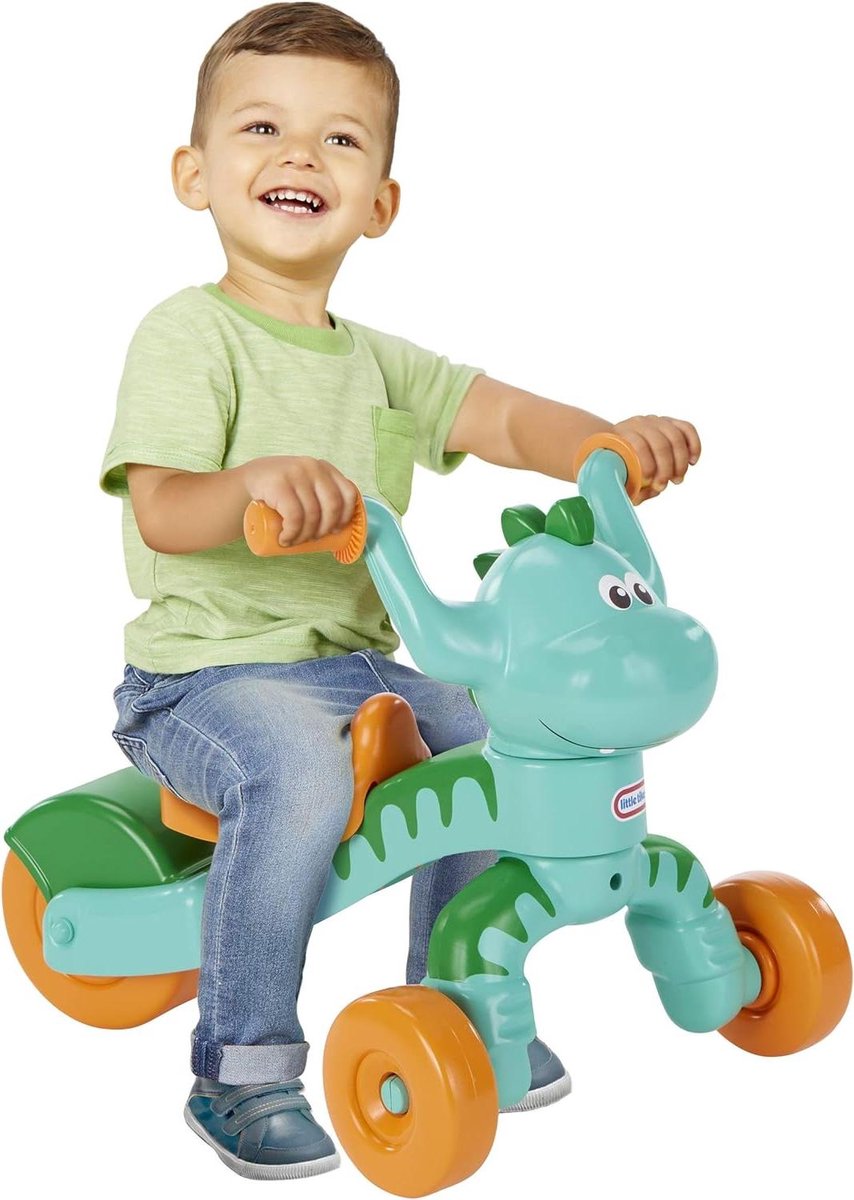 dino drijfwagen loopfiets buiten spelen motorische ontwikkeling 49 x 30 x 20 cm groen