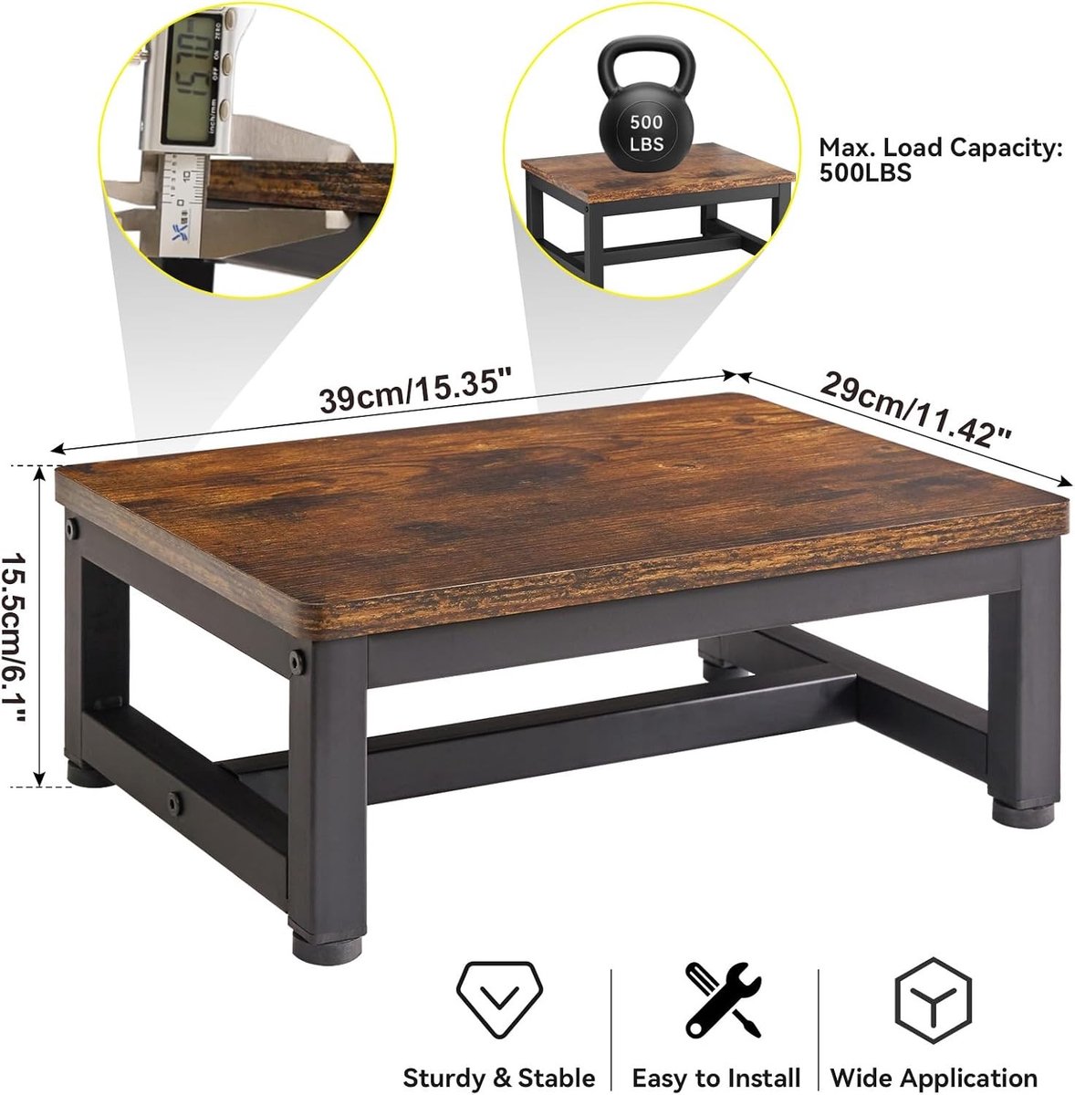 Douchebank bamboe - Rustiek Bruin - One Step Stool - Houten Opstapkruk voor Volwassenen en Kinderen Step kopen online