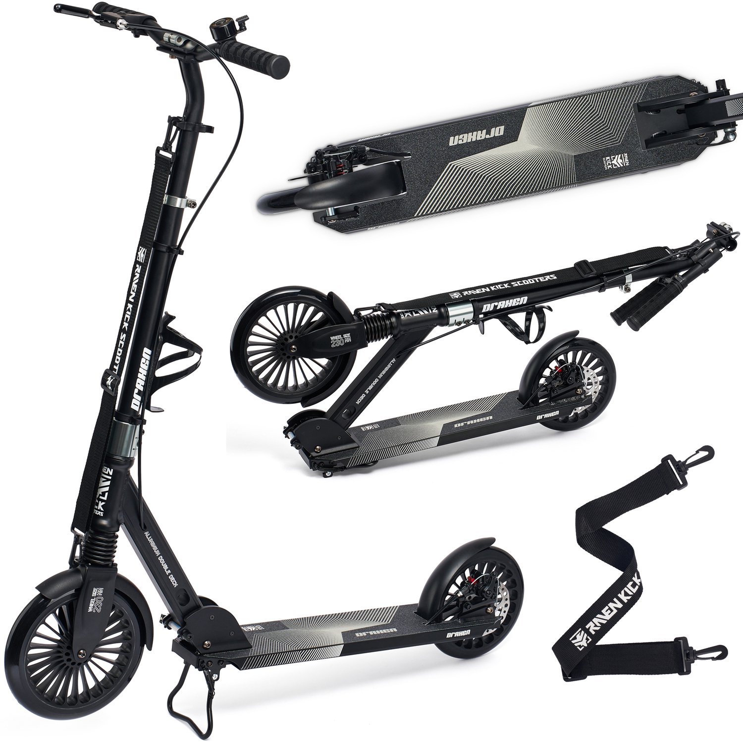 Draxen 230/200 mm opvouwbare step met schijfrem en vering Step kopen online