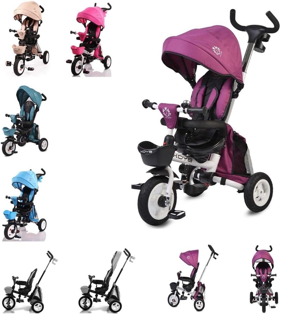 driewieler 3 in 1 kinderfiets inklapbaar buiten spelen draaibare zitting 75 x 52 x 110 cm lila