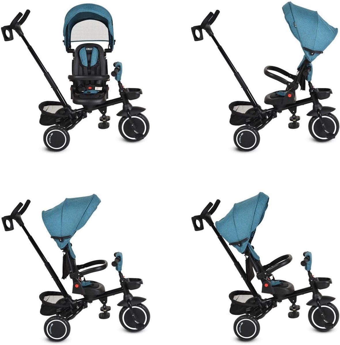 Driewieler Cruz - Kindertrike Kinderfiets - Comfortabel Buiten - 360 Draaibare Zitting - 100 x 54 x 104 cm - Blauw Driewieler kopen online