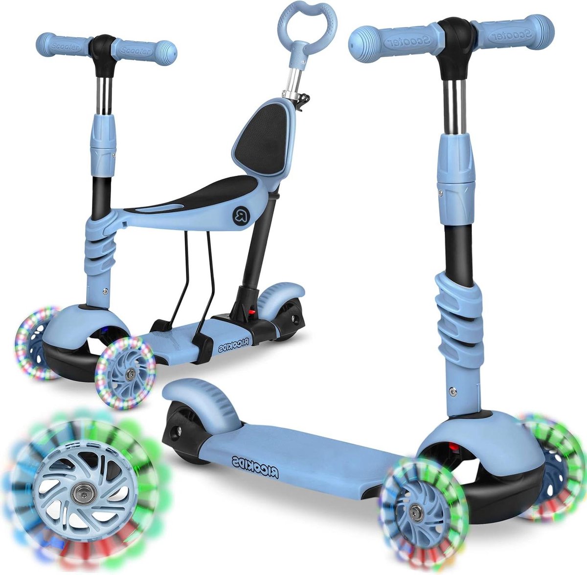 Driewieler Kinderen - Loopfiets Step - Buiten Spelen - 3-in-1 Functie - Tot 30kg - Grijsblauw Driewieler kopen online