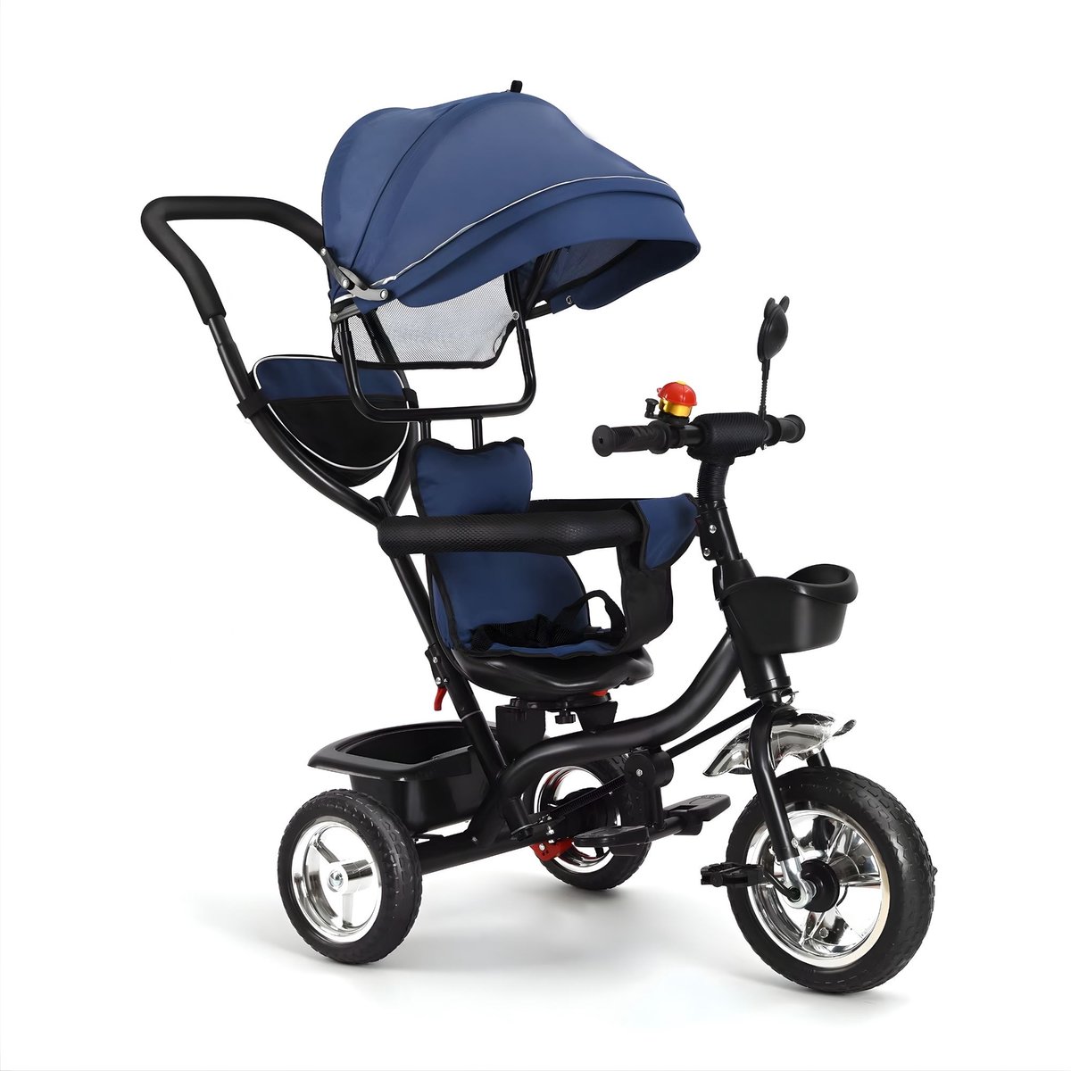 Driewieler Kinderfiets - Met Omkeerbare Zitting en Zonnescherm - voor jongens en meisjes - Donkerblauw - Roze Driewieler kopen online