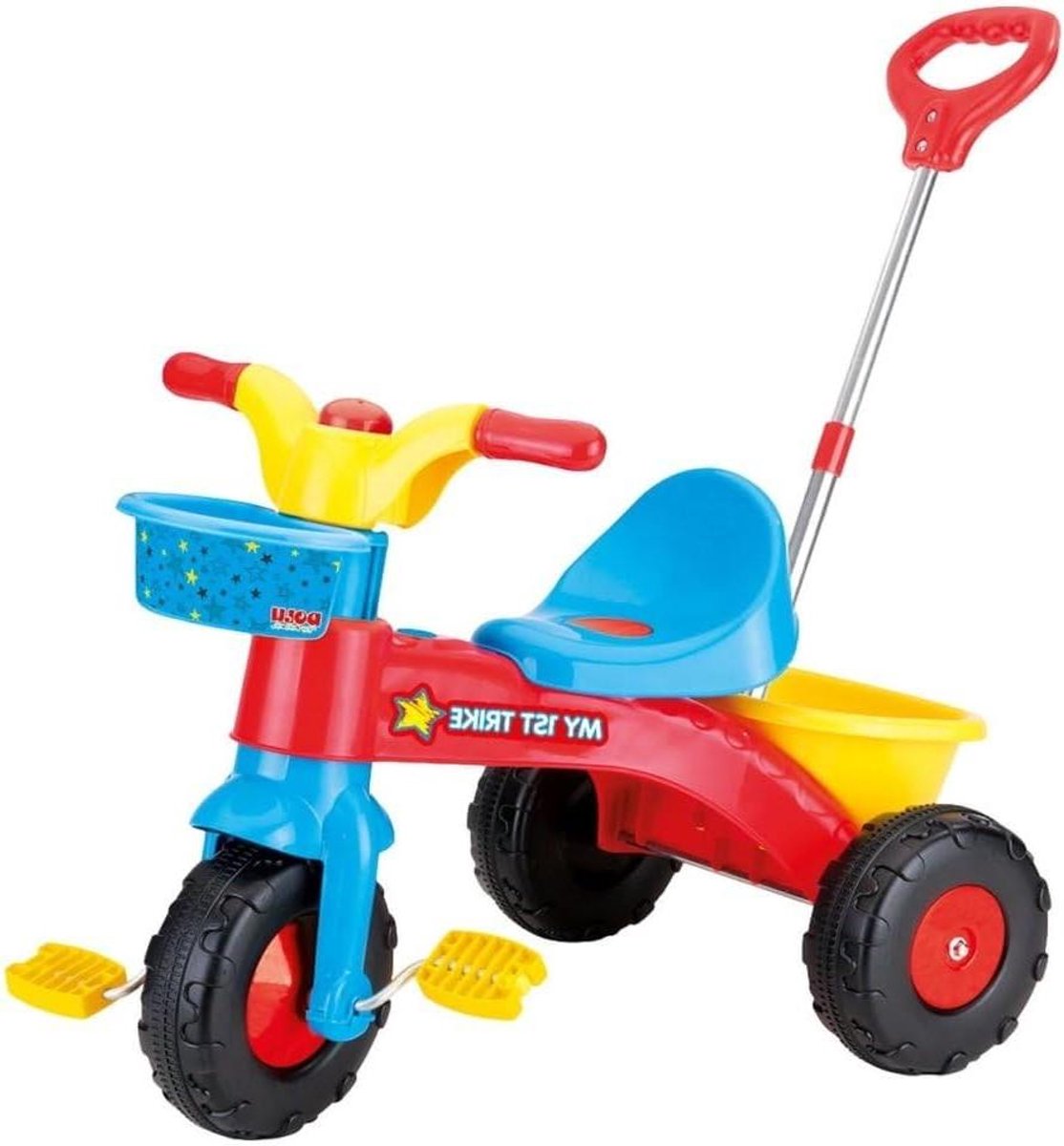 Driewieler - Kindertrike - Buiten spelen - Afneembare duwstang - 90x45x84 cm - Meerkleurig Driewieler kopen online