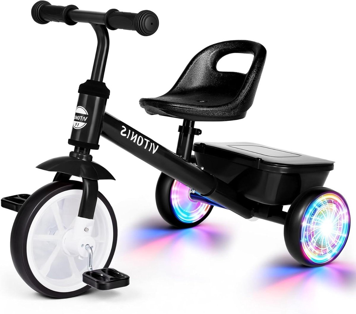 Driewieler Peuter - Loopfiets Kinderen - Actief Buitenspelen - Verlichte Wielen - 2-5 Jaar - Zwart Driewieler kopen online