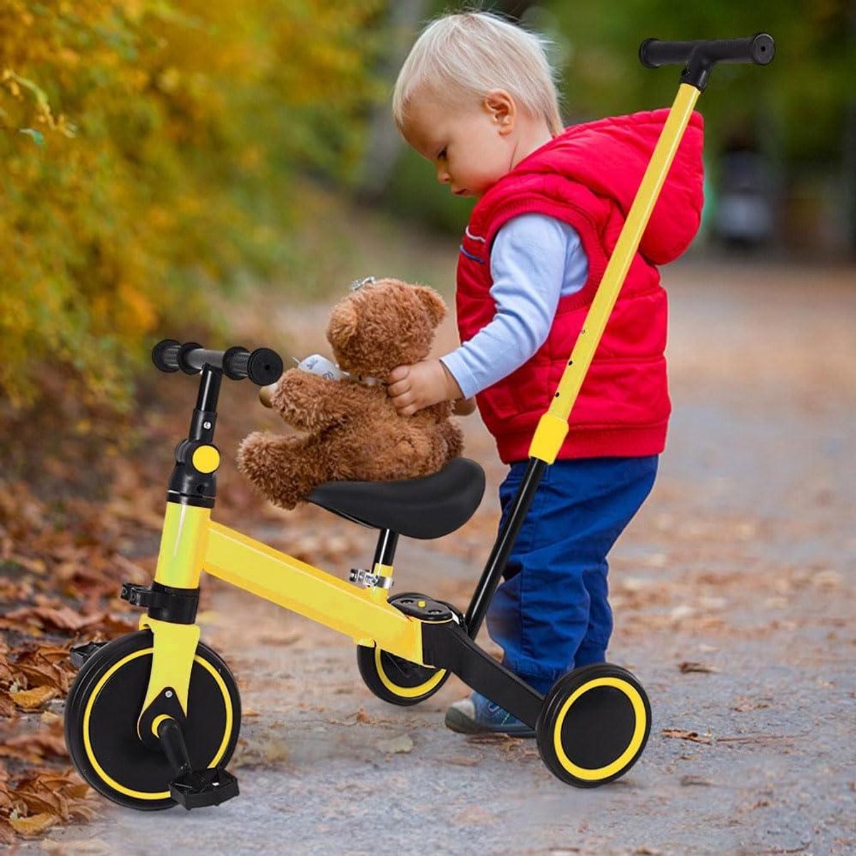 Driewieler Peuters - Loopfiets Kinderfiets - Leren Fietsen - 3-in-1 Ontwerp - 1-5 Jaar - Geel Driewieler kopen online