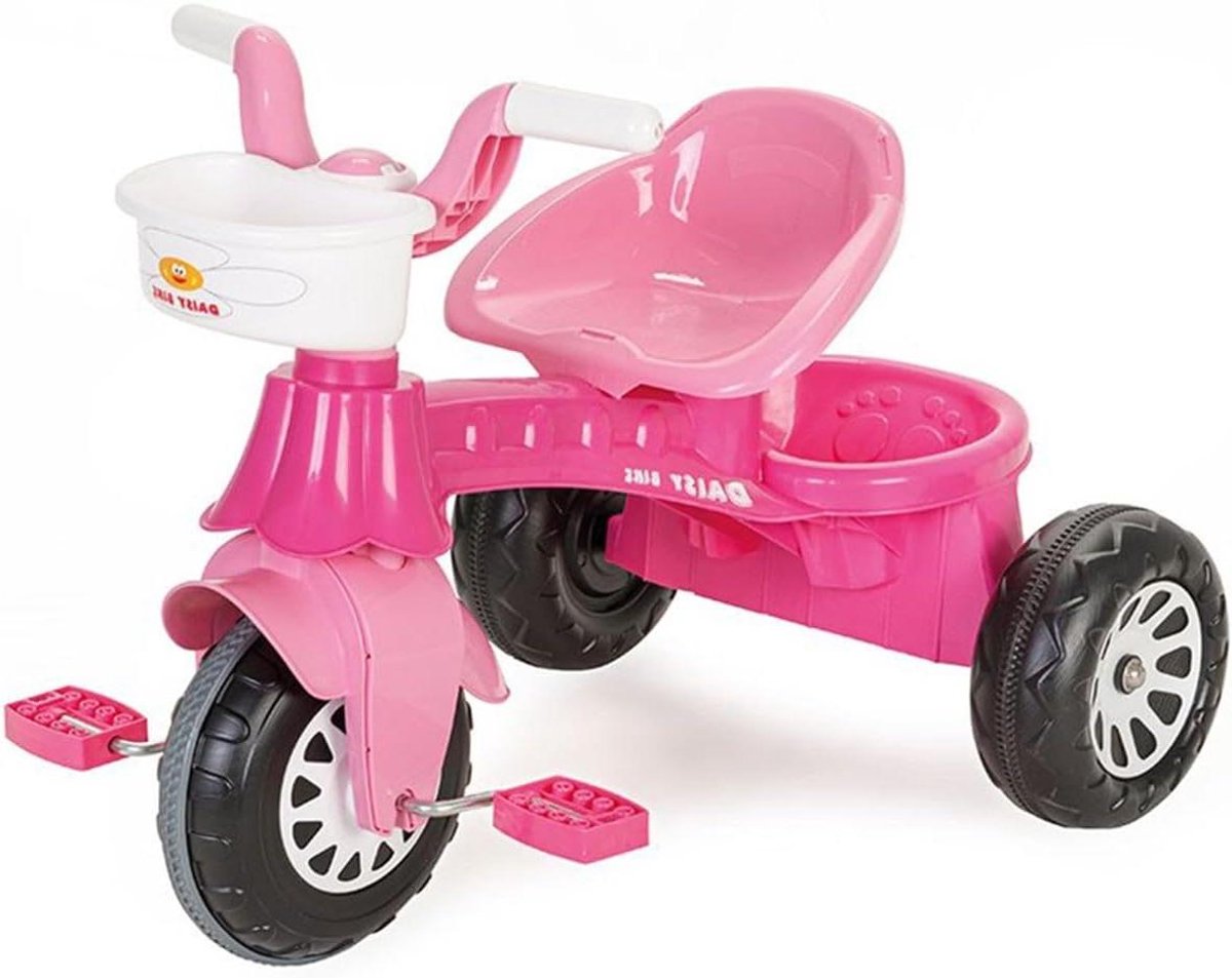 driewieler speelgoed kindervelocipede buiten spelen schroefloos ontwerp 56 cm lengte geel