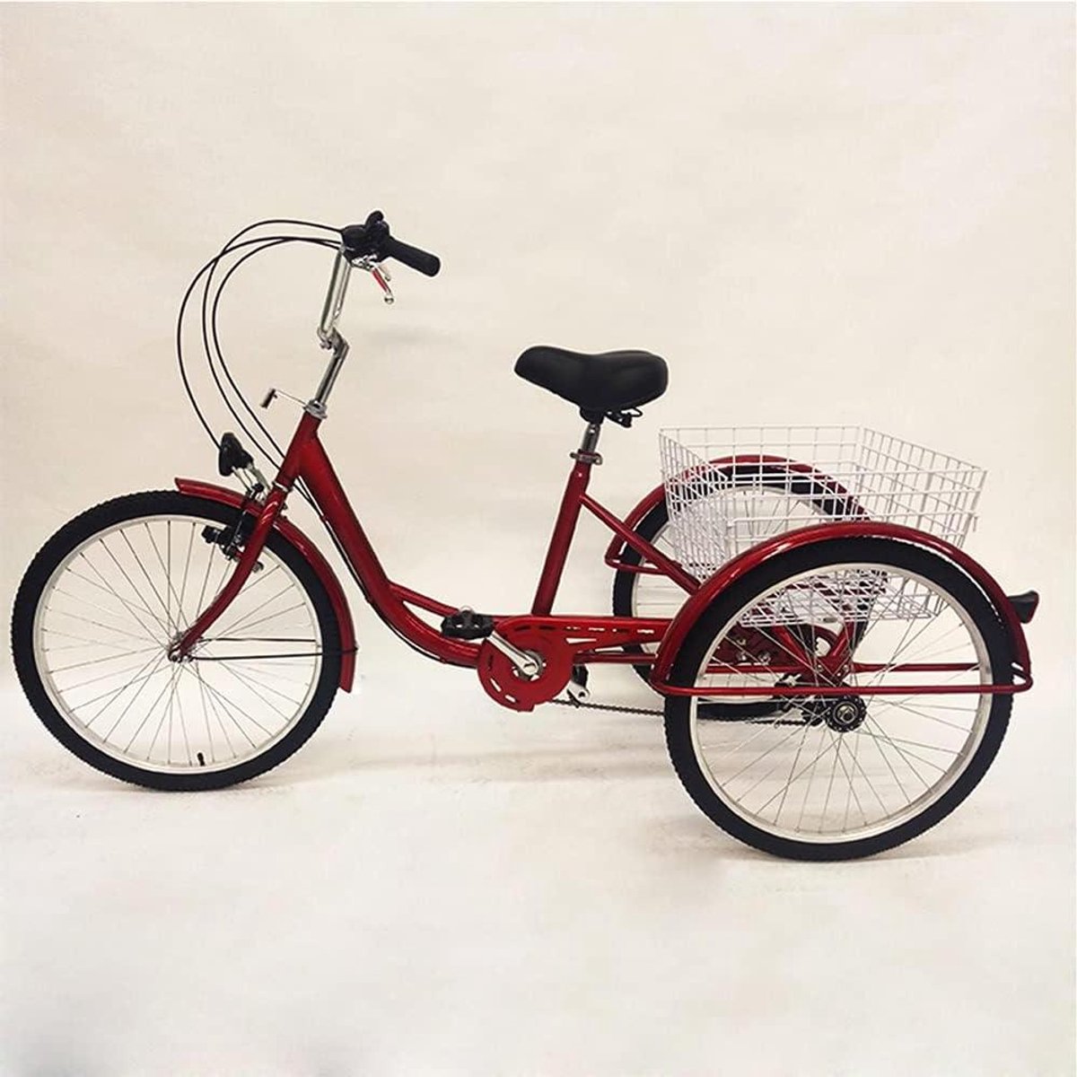 Driewieler voor volwassenen - Comfortabele fiets - Boodschappen doen - Met ruime mand - 24 inch - Rood Driewieler kopen online