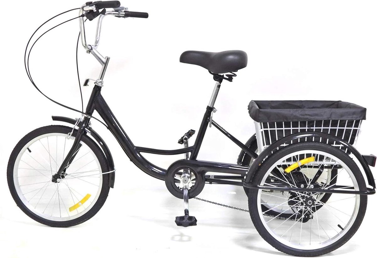 Driewieler voor volwassenen - Comfortfiets - Boodschappen doen - Met mand - 20 inch - Zwart Driewieler kopen online