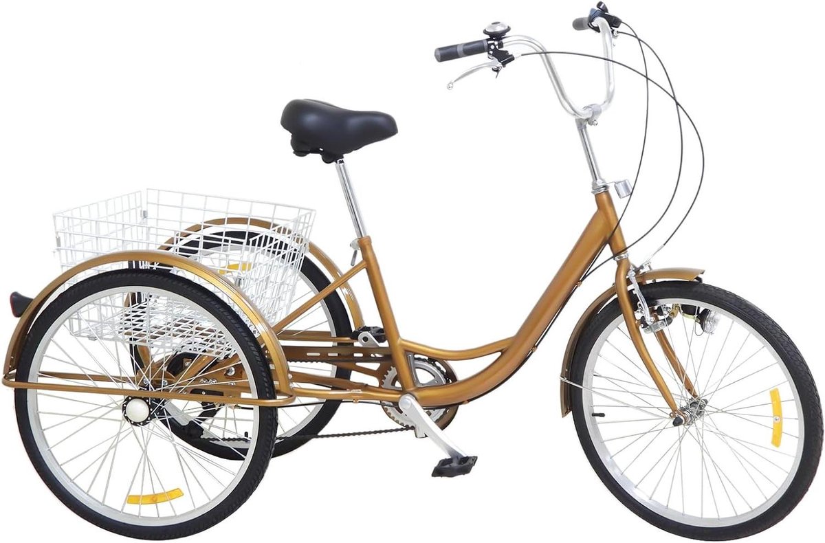 Driewieler voor volwassenen - Driewieler fiets - Boodschappen doen - 6 versnellingen - 24 inch - Grijs Driewieler kopen online