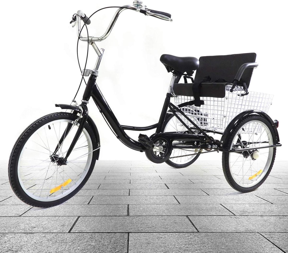 Driewieler voor volwassenen - Stadsfiets Cruiser - Boodschappen doen - Inklapbaar kinderzitje - 20 inch - Zwart Driewieler kopen online