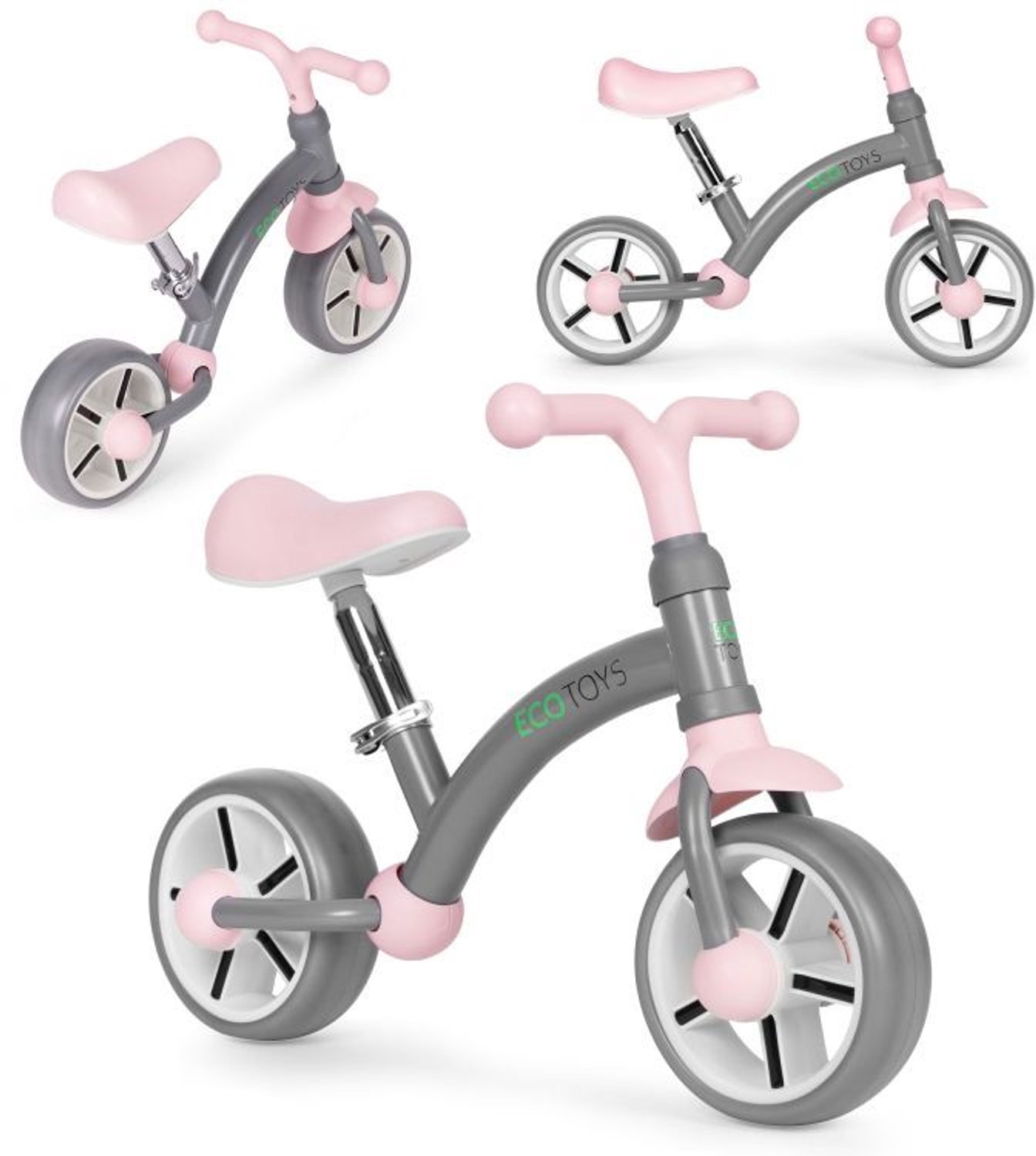 ecotoys loopfiets eva wielen verstelbaar zadel grijs 3