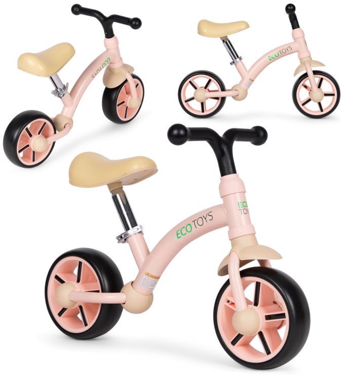 ecotoys loopfiets eva wielen verstelbaar zadel roze 3