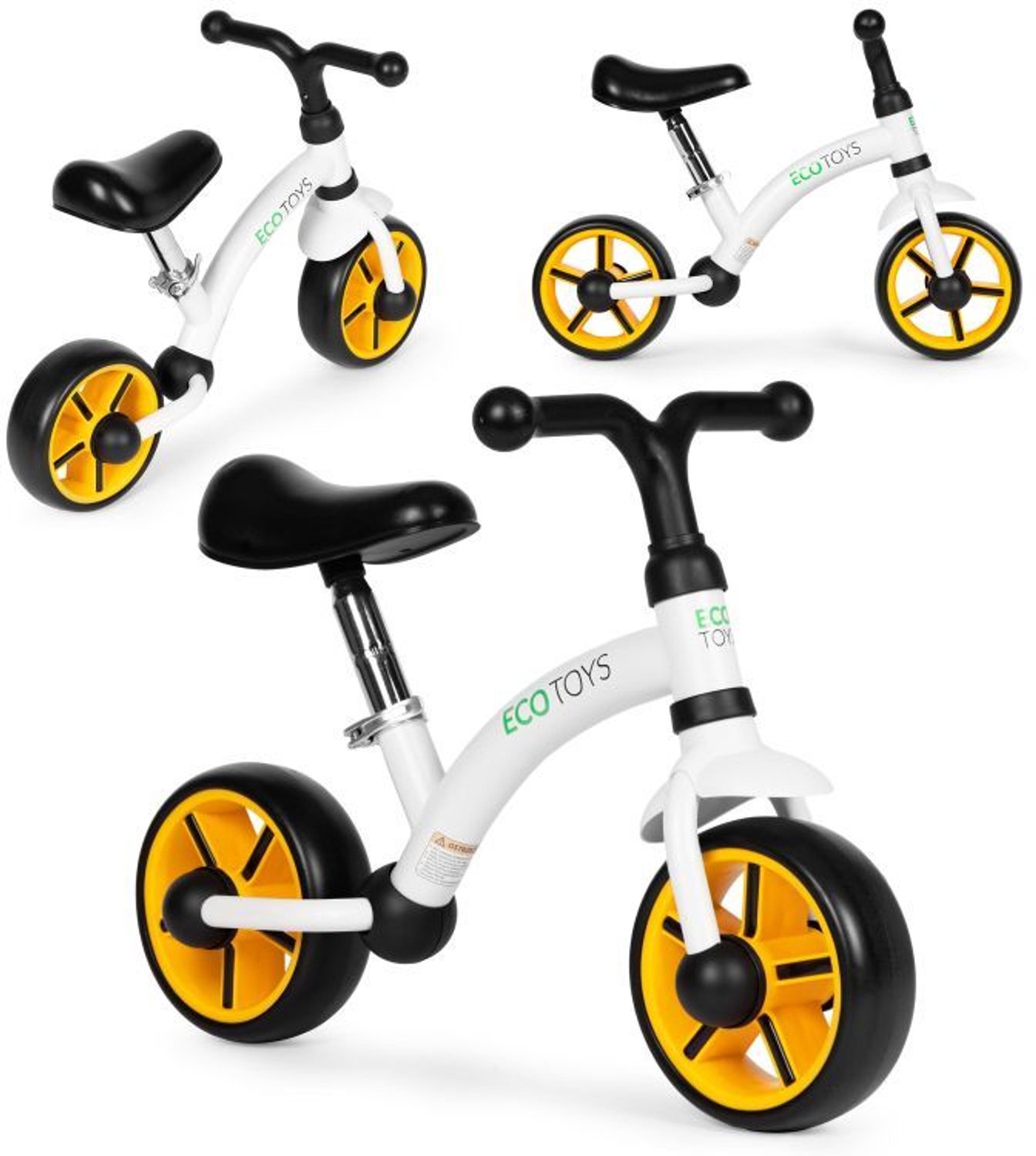 ECOTOYS Loopfiets - EVA Wielen - Verstelbaar Zadel - Zwart - 3+ Loopfiets kopen online