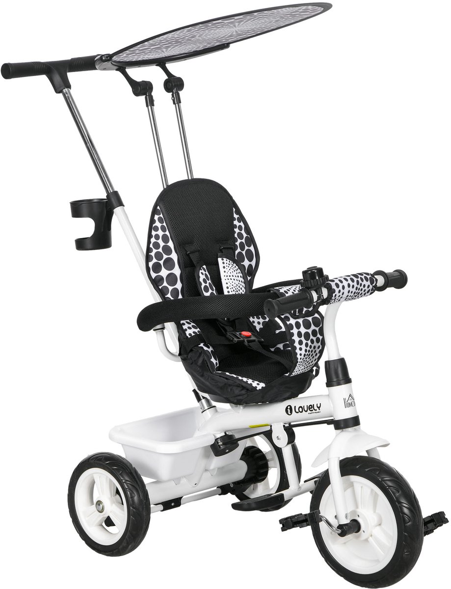 ECTEATOY® 6-in-1 Driewieler - Met Duwstang, Zonnekap en Veiligheidsgordel - Voor Kinderen van 1 tot 5 Jaar - Wit Driewieler kopen online