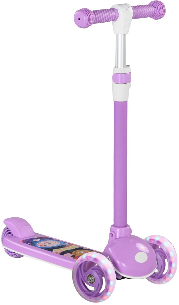 ECTEATOY® Kinderstep - met 3 Wielen en LED-Verlichting - Verstelbaar Stuur - voor kinderen 3-6 Jaar - Paars Step kopen online