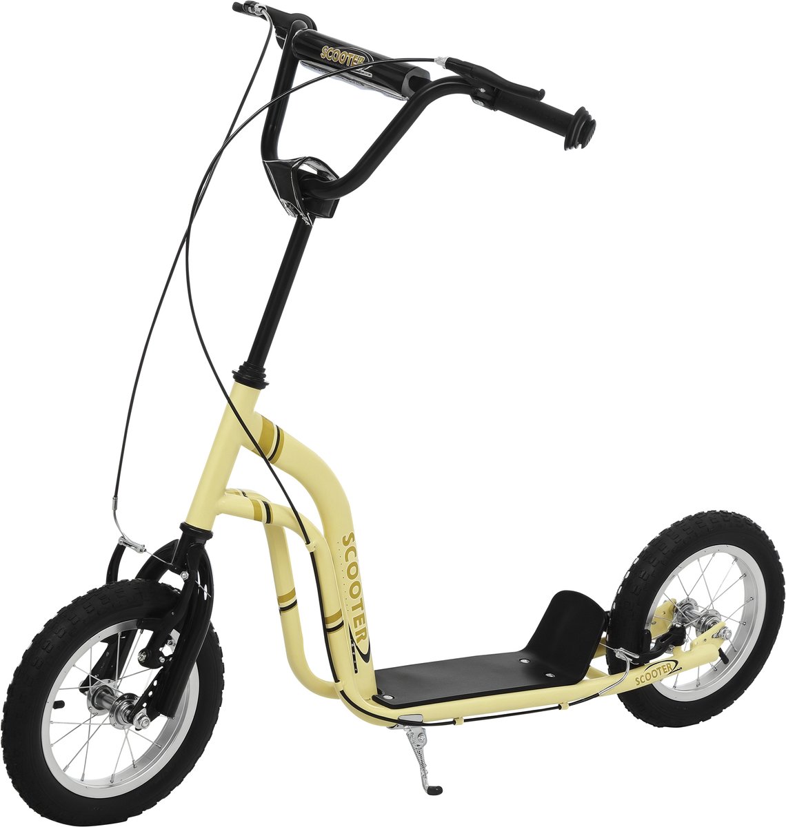 ECTEATOY® Kinderstep met Luchtbanden 12 Inch - Kickscooter met Handremmen en Verstelbaar Stuur - vanaf 5 Jaar tot 100 kg - Beige Step kopen online