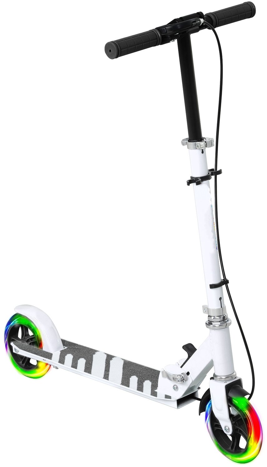 ecteatoy kinderstep opvouwbaar step met dubbele rem en led lichtwielen verstelbaar stuur 73 89 cm 3 8 jaar tot 50 kg wit