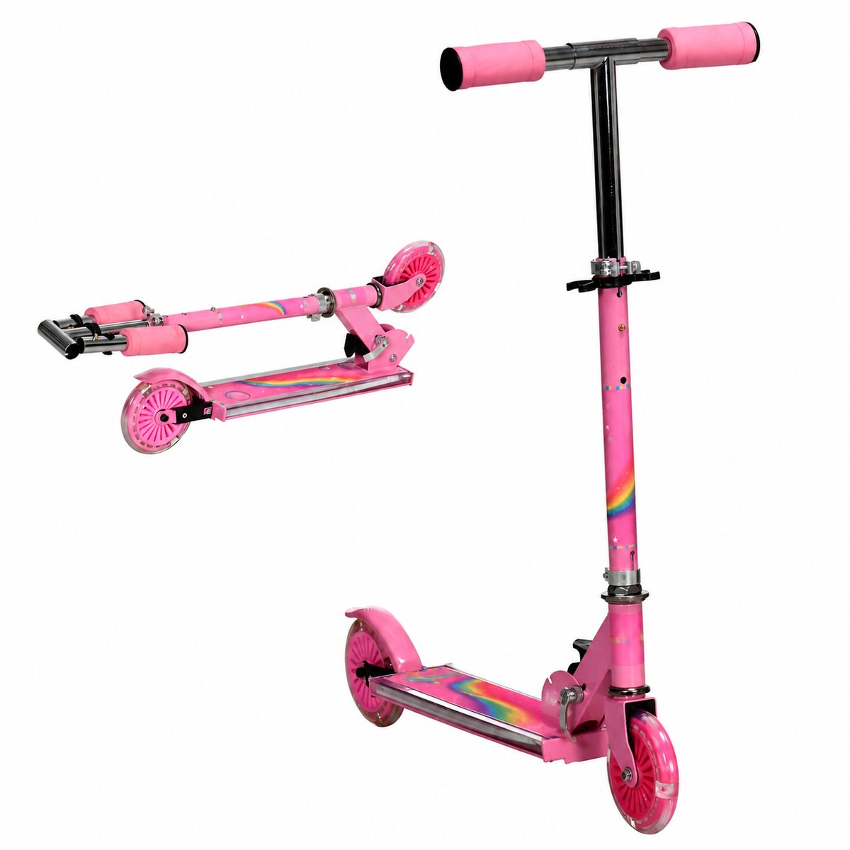 ECTEATOY® Kinderstep - Stuntstep met LED Licht en Muziek - Opvouwbare - Verstelbaar Stuur - van 3 tot 7 Jaar (max. 50 kg) - Roze Step kopen online