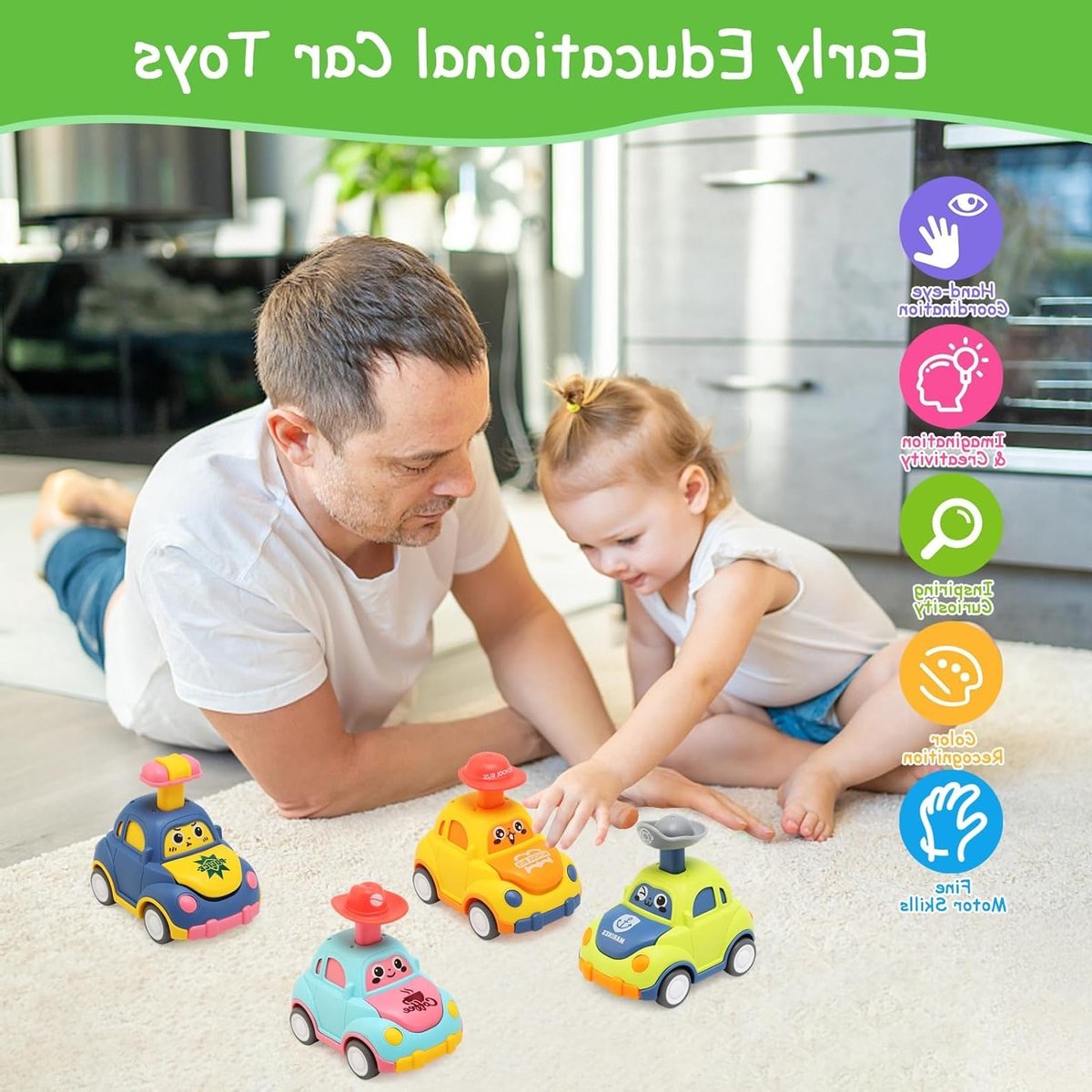 Educatief Driewielig Speelgoed Voertuig voor Kinderen van 1-3 Jaar, Druk-en-Loop Speelset, Perfect Cadeau voor Jongens en Meisjes Driewieler kopen online