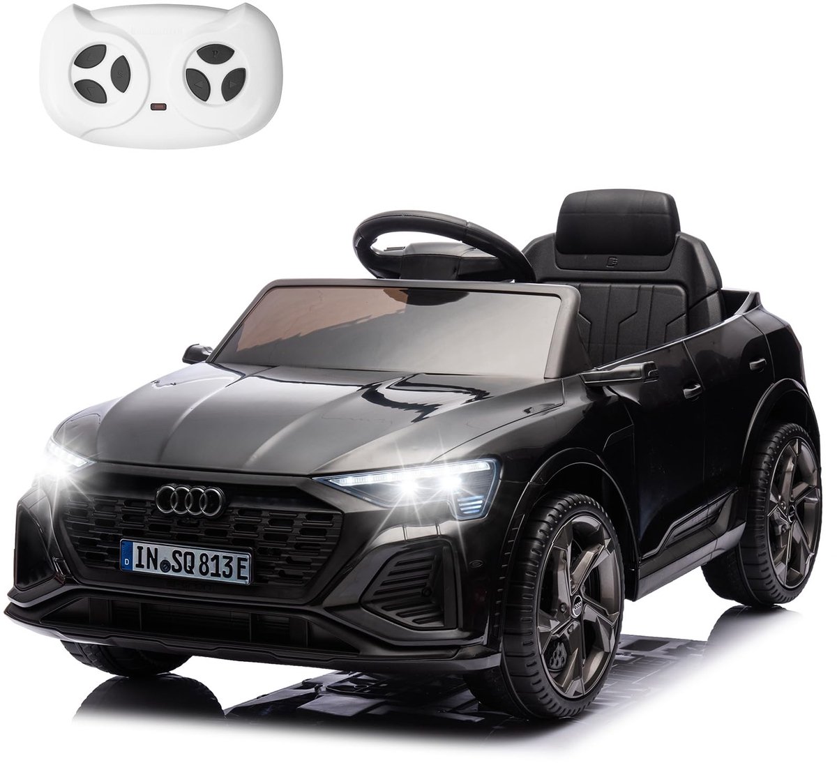 elektrische kinderauto audi sq8 e tron 12v 4 5a afstandsbediening 2 4ghz veiligheidsgordel muziekfunctie voor kinderen 3 6 jaar max snelheid 3 5 km h zwart