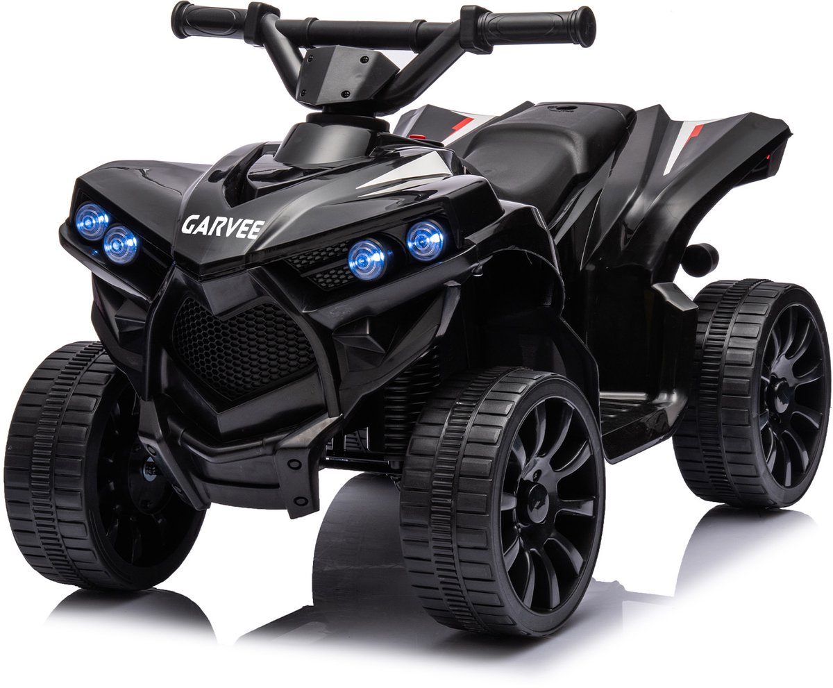 elektrische kinderquad 6v led muziek 1 5 3 km u claxon zwart van 1 tot 2 jaarj