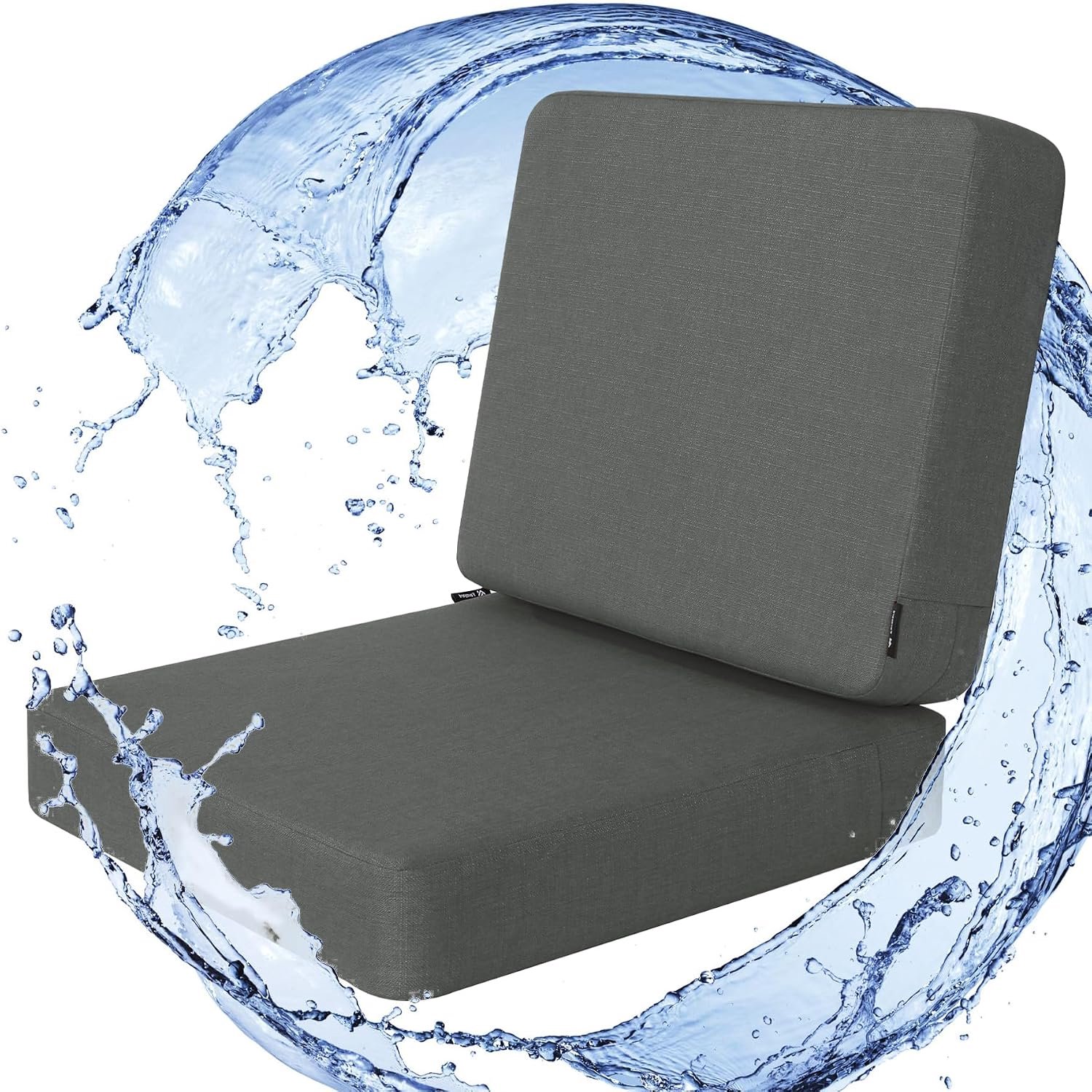 favoyard diepe zitkussen voor buiten 61 x 61 cm regenbestendig en 3 jaar vervagingsbestendige terrasmeubelkussens afneembare zitbodem en rugkussenhoezen met banden voor stoel bank donkergrijs