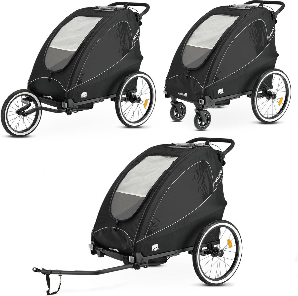 Fietsaanhanger Kinderen - Kinderkar Fiets - Actief Gezin - 3-in-1 Ontwerp - 99 x 79 x 105 cm - Zwart Driewieler kopen online