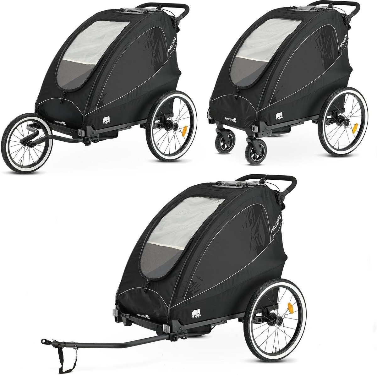 fietskar kinderen dubbele aanhanger actief gezin 3 in 1 ontwerp 99 x 79 x 105 cm zwart
