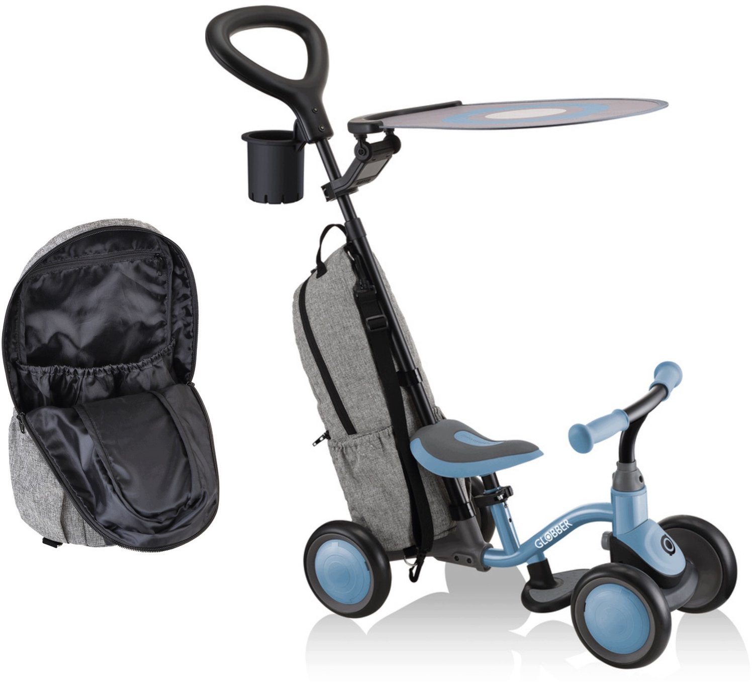 globber loopfiets 3 in 1 deluxe blauw 12 36m